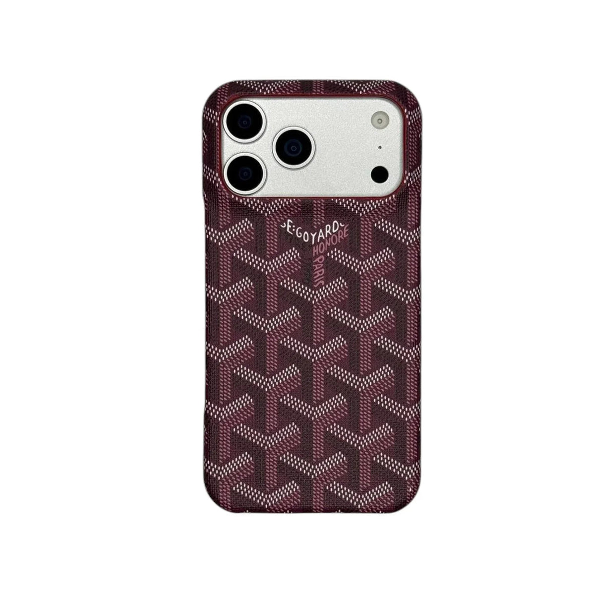 GYD Vintage Monogram Burgundy Case for iPhone 12-18 Pro & Pro Max