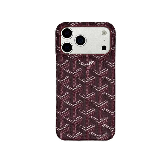 GYD Vintage Monogram Burgundy Case for iPhone 12-18 Pro & Pro Max