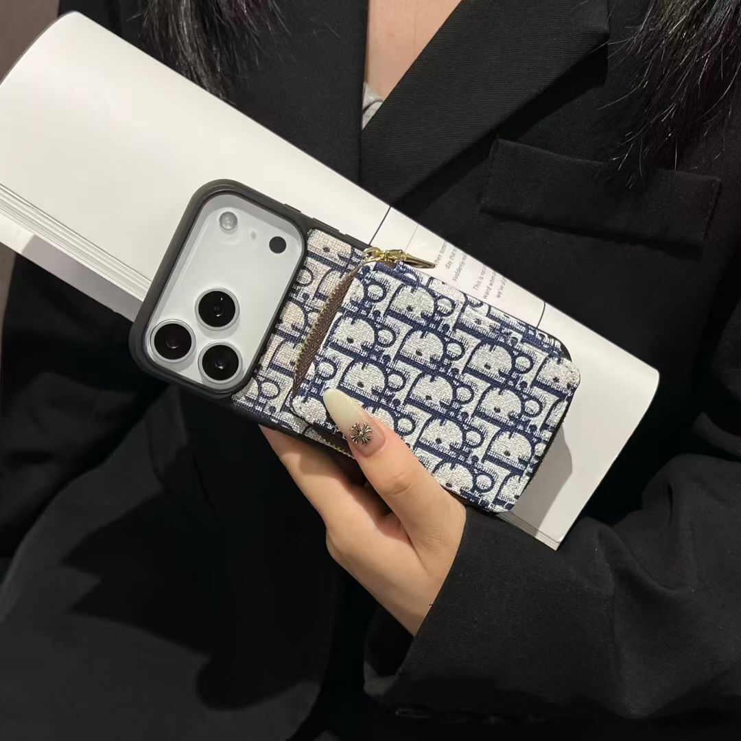 Dior Luxury iPhone Case Card Slot for iPhone 12-18 Pro & Pro Max