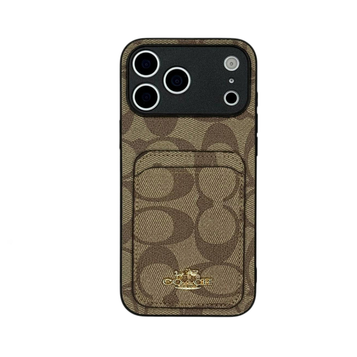 Luxury Coach Phone Case with Card Holder for iPhone 12-18 Pro & Pro Max