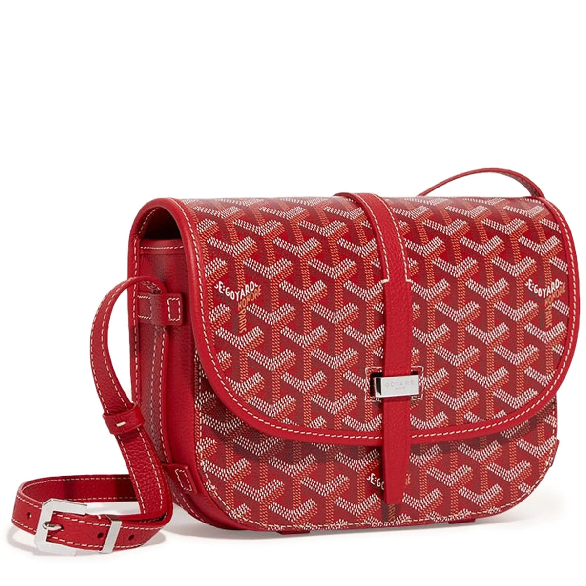 Luxury Goyardine canvas saddle crossbody bag in red