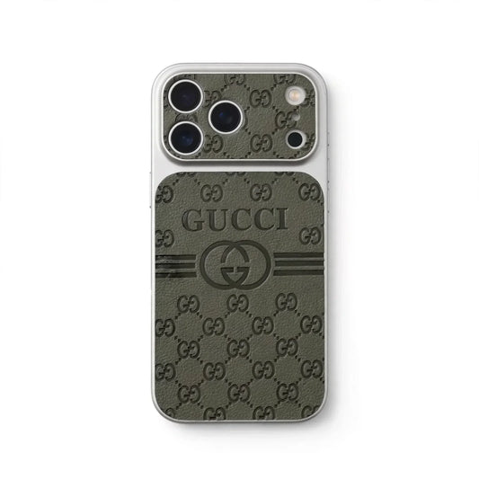 GG Luxury Monogram Leather Case for iPhone 12-18 Pro & Pro Max