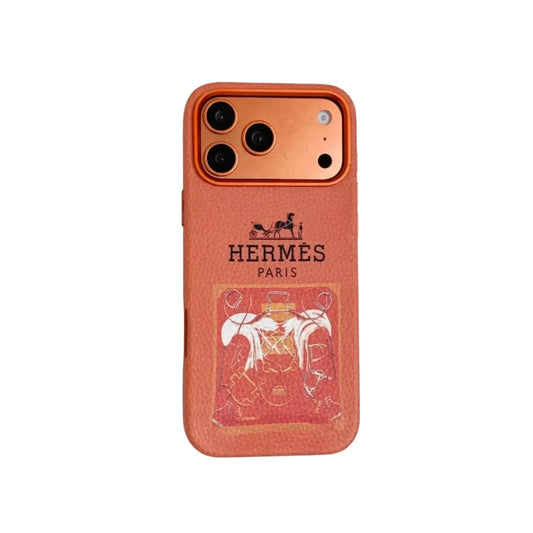 HRM Stamped Leather Case with Horse Carriage Art for iPhone 13-18 Pro & Pro Max