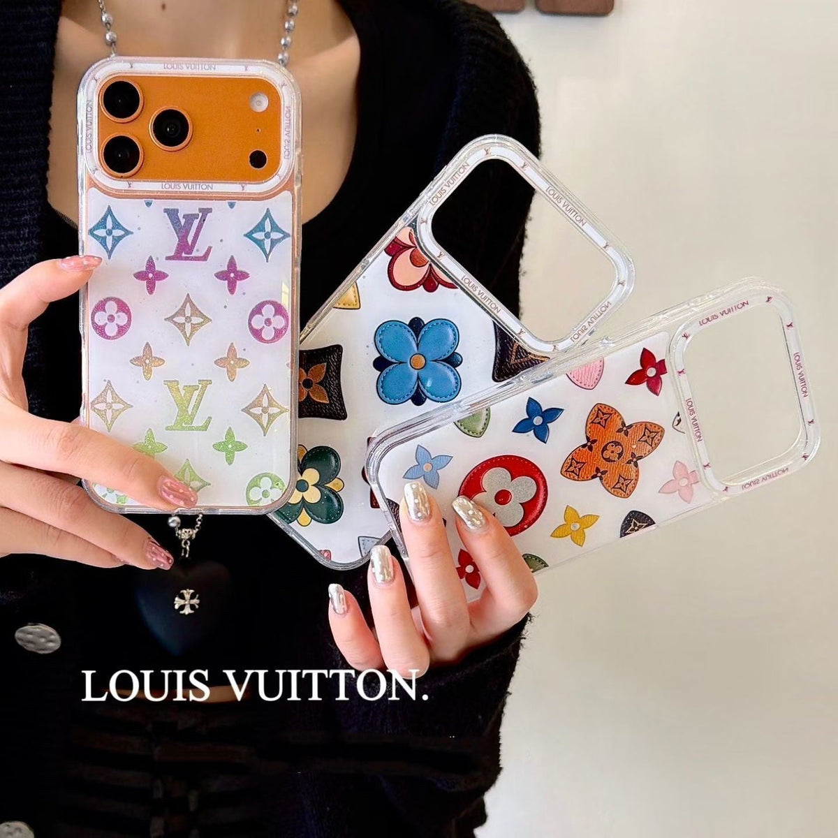 Multicolor Monogram White LV Case for iPhone 12-18 Pro & Pro Max