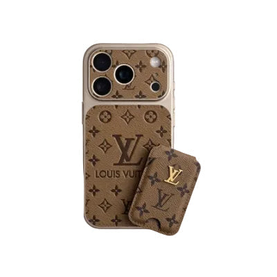 Classic Leather Monogram iPhone Case With magnetic Wallet for iPhone 12-18 Pro & Pro Max