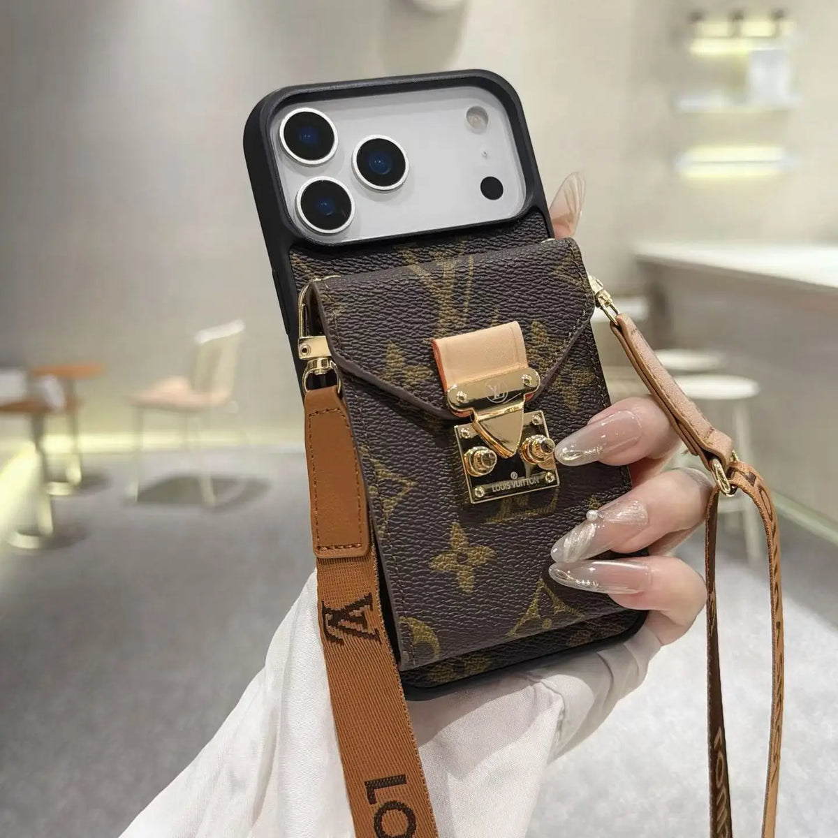 Premium Leather Monogram Phone Case For iPhone 13-18 Pro & Pro Max