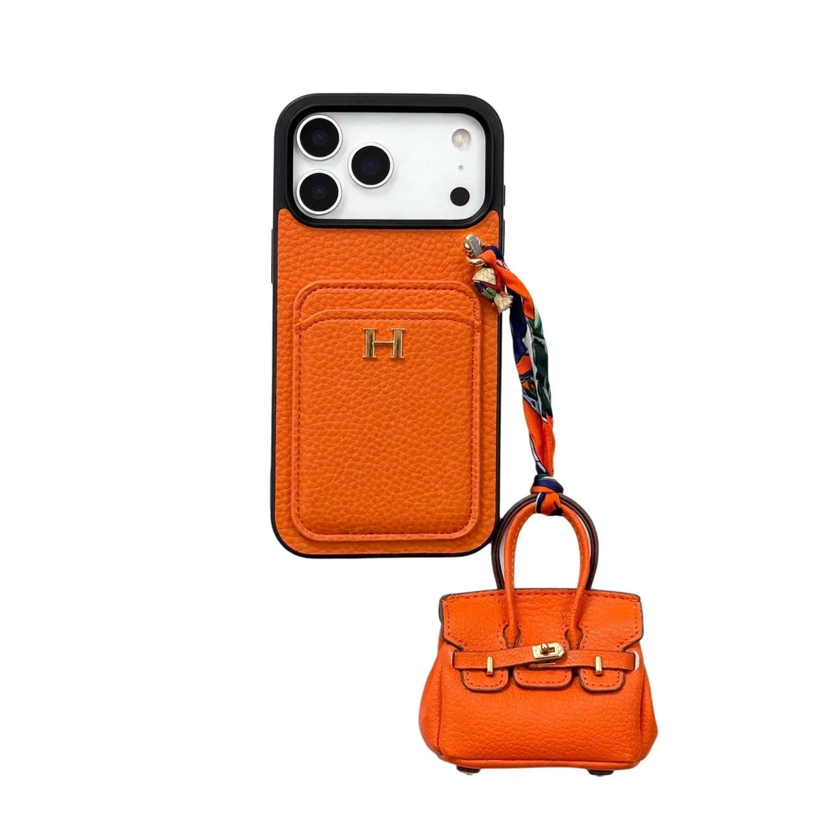 HRM Leather Case with Mini Handbag Charm for iPhone 14-18 Pro & Pro Max