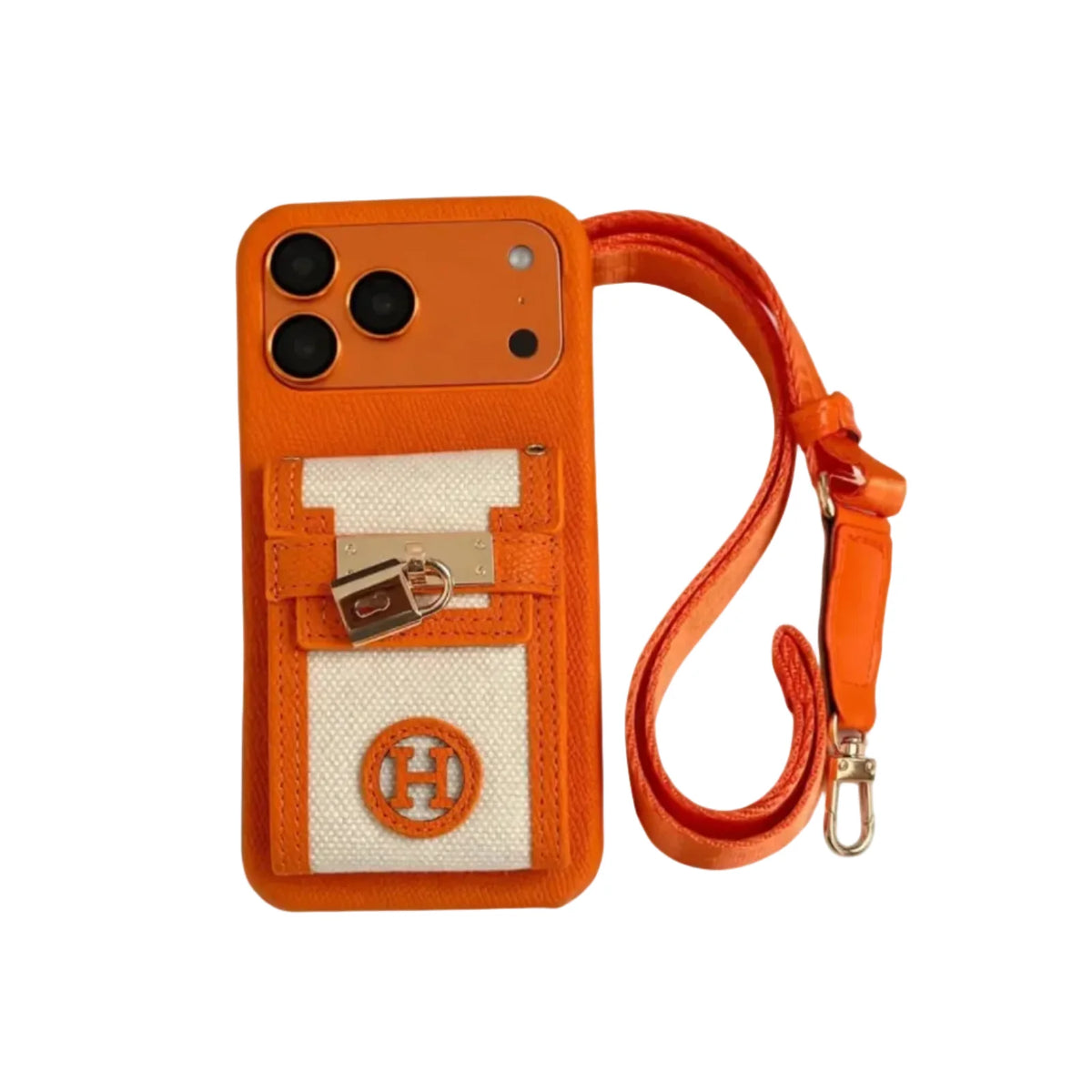 HRM Leather Case with Wristlet Strap & Perfume Charm for iPhone 13-18 Pro & Pro Max
