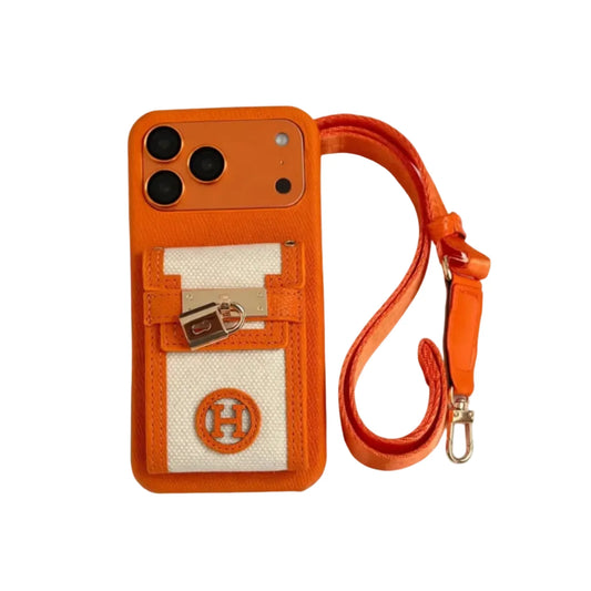 HRM Leather Case with Wristlet Strap & Perfume Charm for iPhone 13-18 Pro & Pro Max