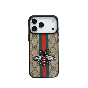 GG Bee or Snake Motif Leather Case for iPhone 12-18 Pro & Pro Max