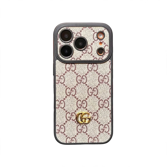 GG Leather Case with Interchangeable Lens Frame for iPhone 13-18 Pro & Pro Max