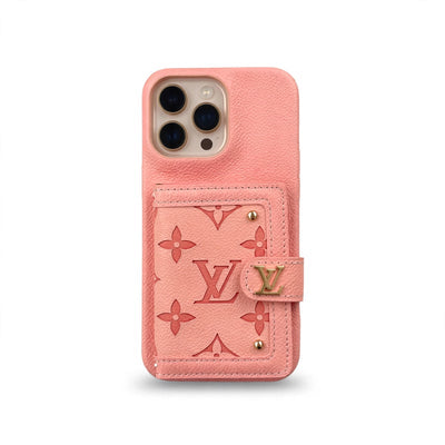 LV Luxury Leather Card Holder Phone Case for iPhone 12-18 Pro & Pro Max