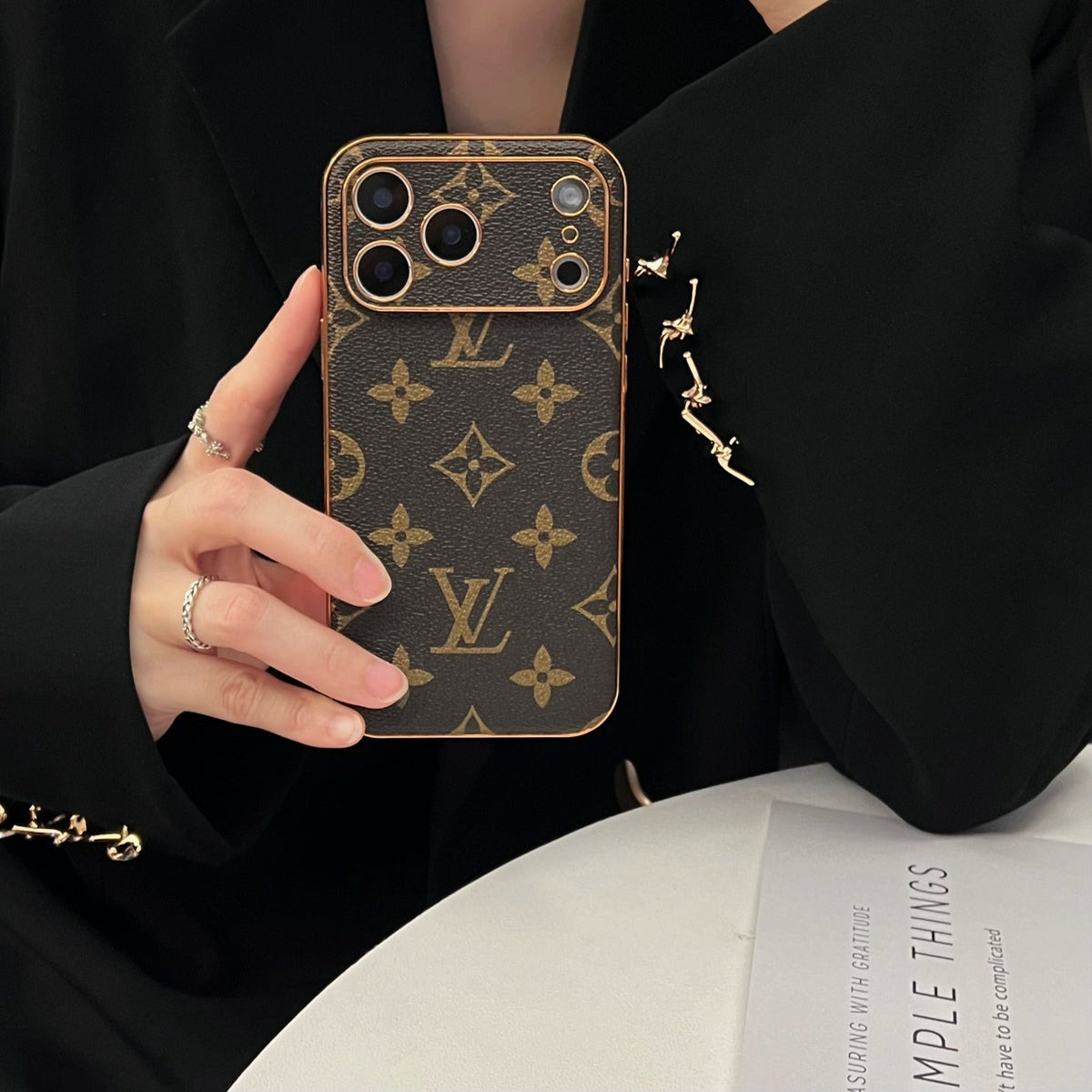 Luxury Brown Monogram Phone Case for iPhone 12-18 Pro & Pro Max