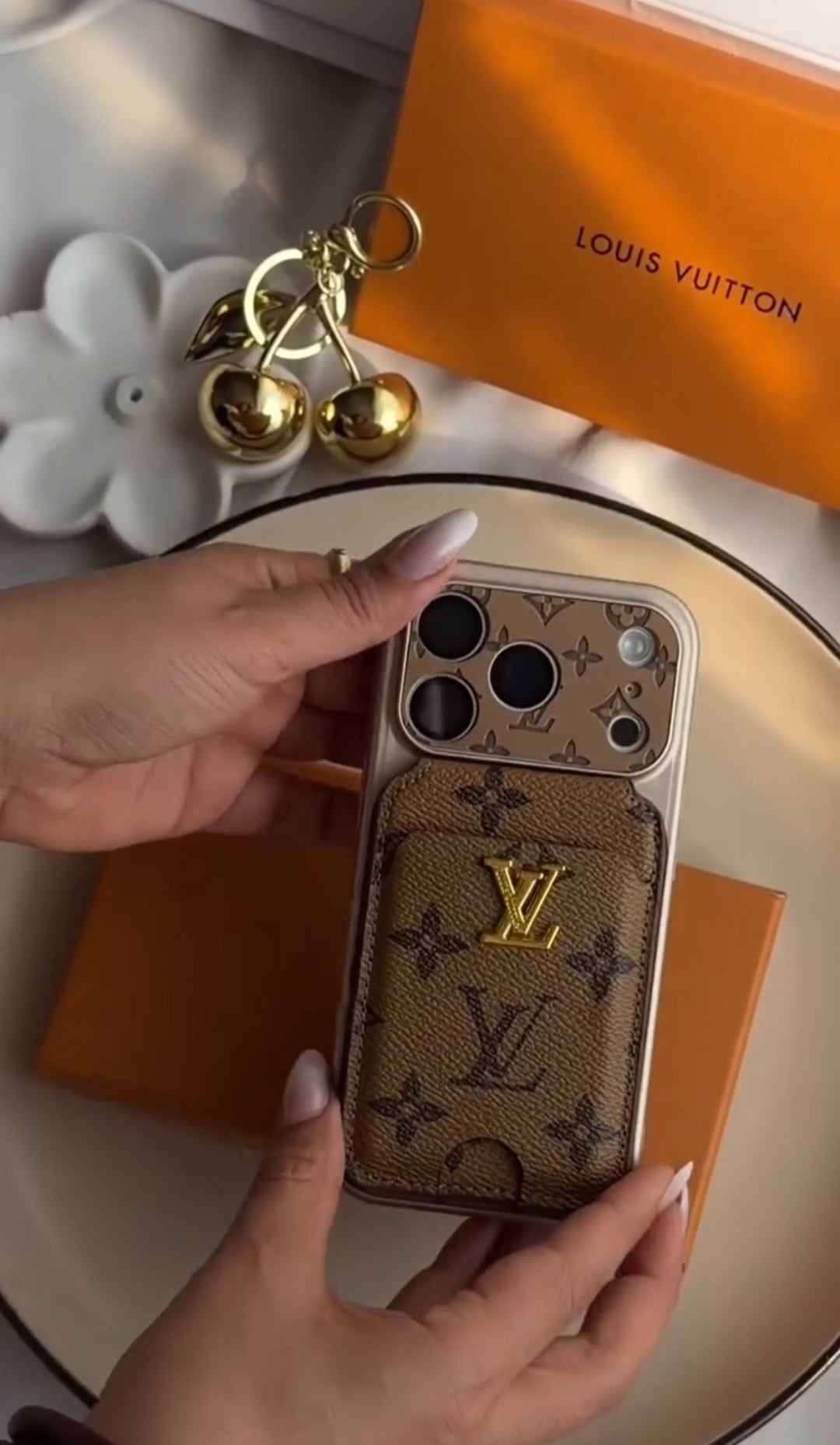 Classic Leather Monogram iPhone Case With magnetic Wallet for iPhone 12-18 Pro & Pro Max