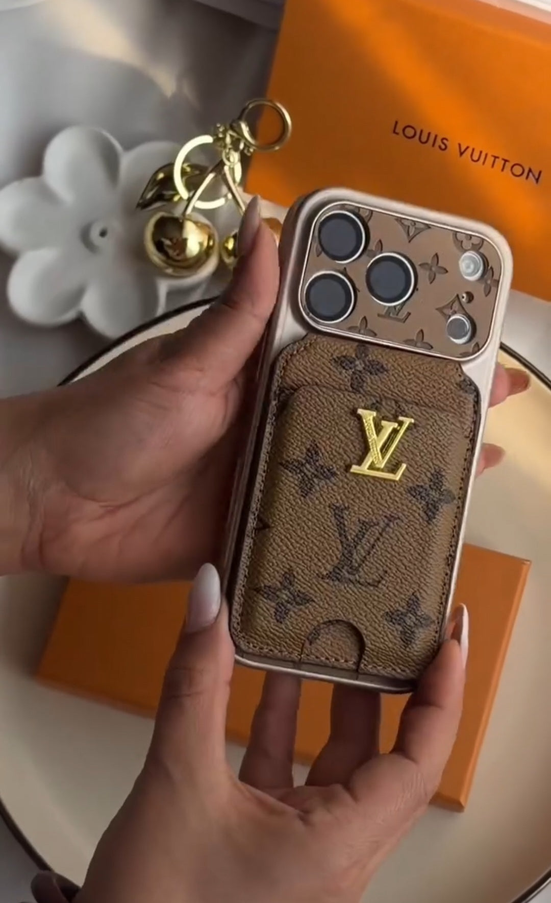 Classic Leather Monogram iPhone Case With magnetic Wallet for iPhone 12-18 Pro & Pro Max