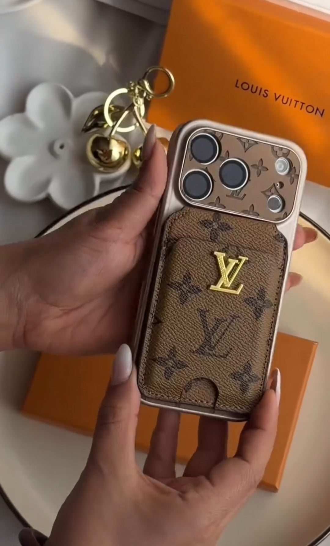 Classic Leather Monogram iPhone Case With magnetic Wallet for iPhone 12-18 Pro & Pro Max