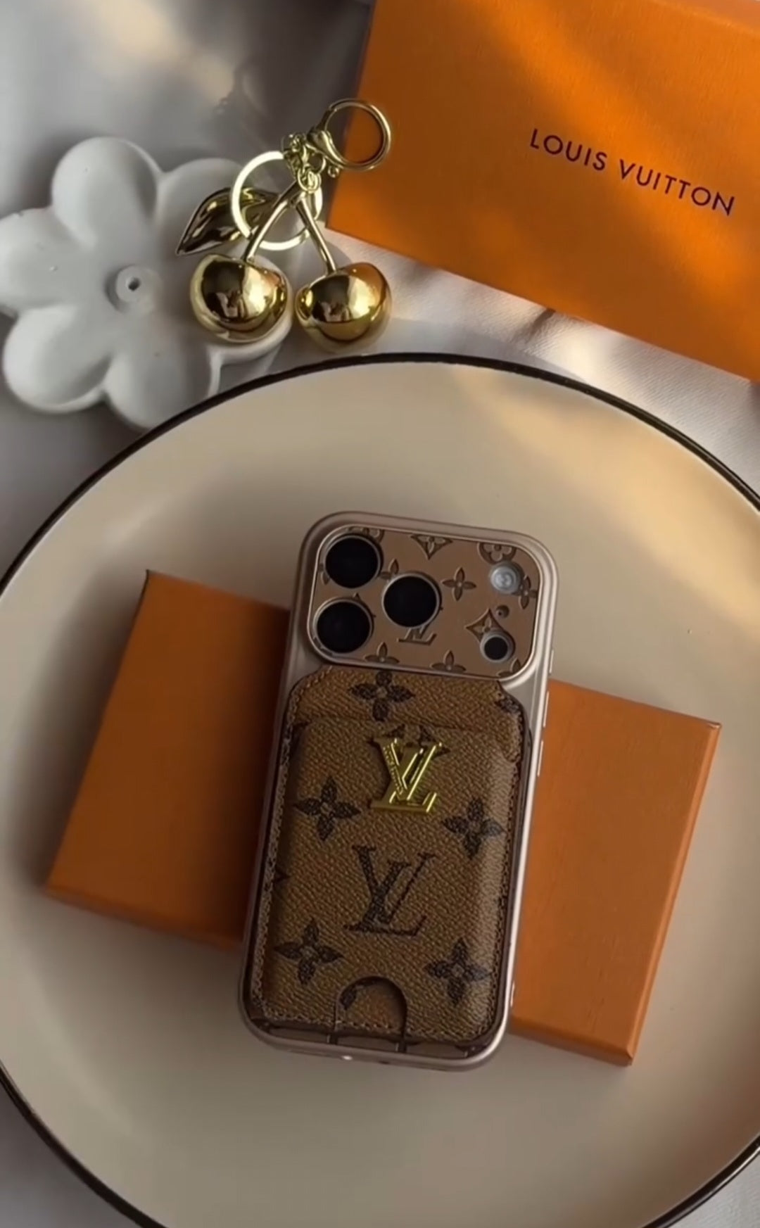 Classic Leather Monogram iPhone Case With magnetic Wallet for iPhone 12-18 Pro & Pro Max