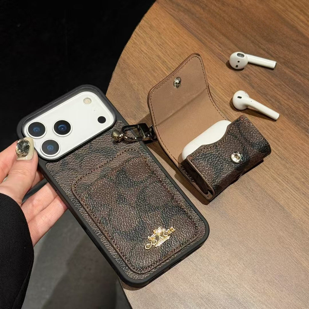 Luxury COACH Leather with Card Wallet Slot for iPhone 14-18 Pro & Pro Max