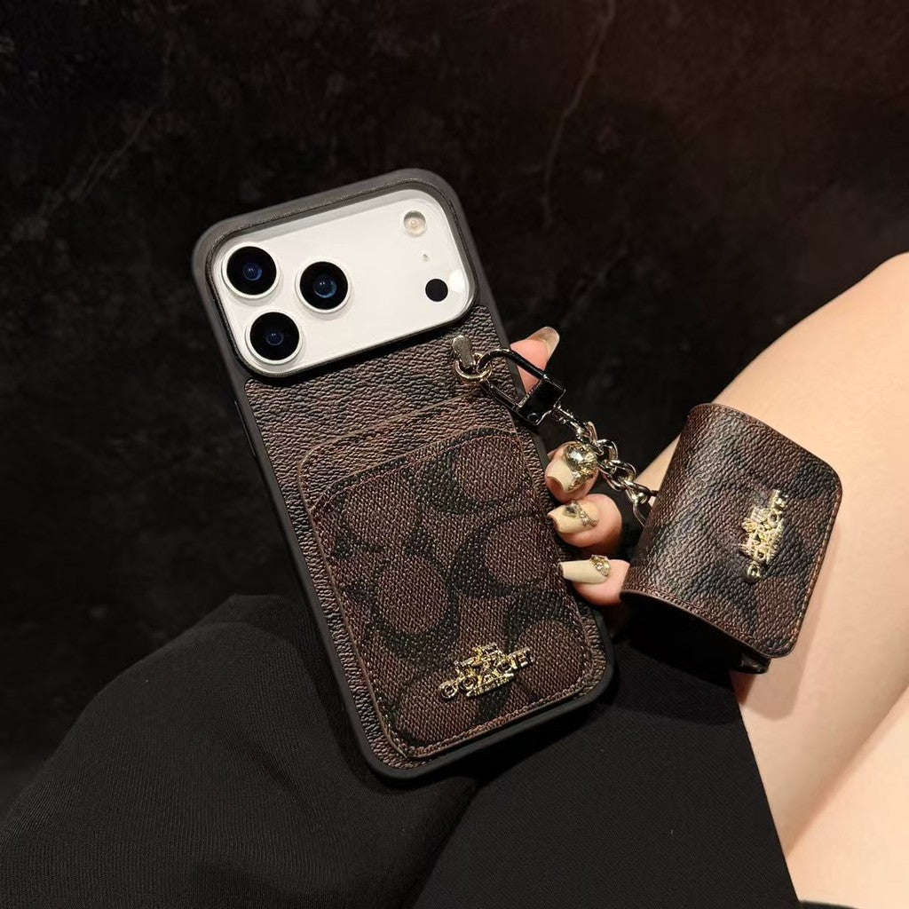 Luxury COACH Leather with Card Wallet Slot for iPhone 14-18 Pro & Pro Max