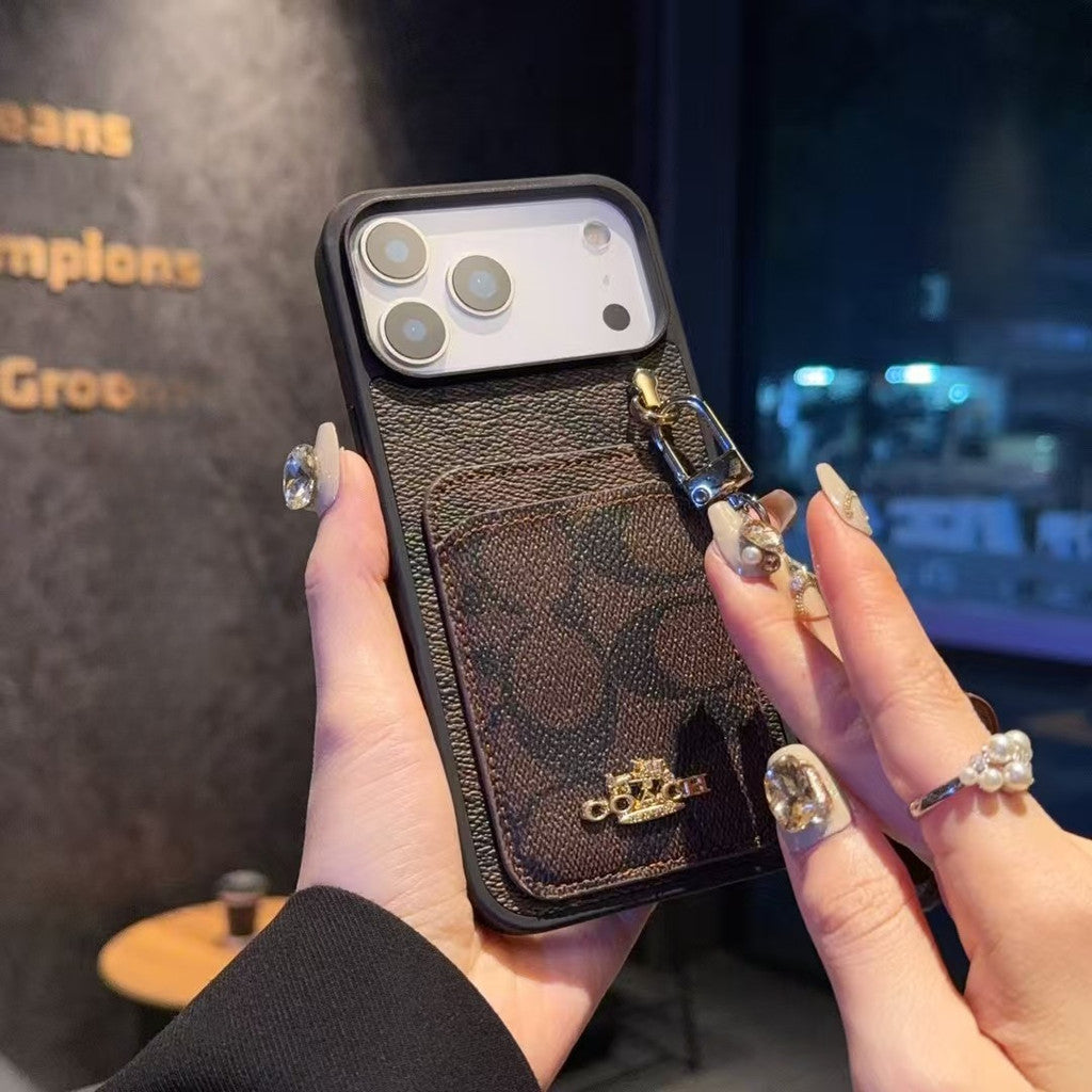Luxury COACH Leather with Card Wallet Slot for iPhone 14-18 Pro & Pro Max